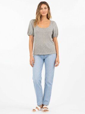 Free People Knit Top Size M Gray Metallic